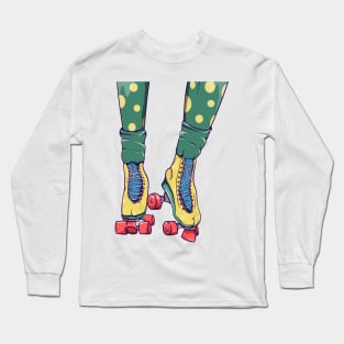 RETRO YELLOW ROLLER SKATES Long Sleeve T-Shirt